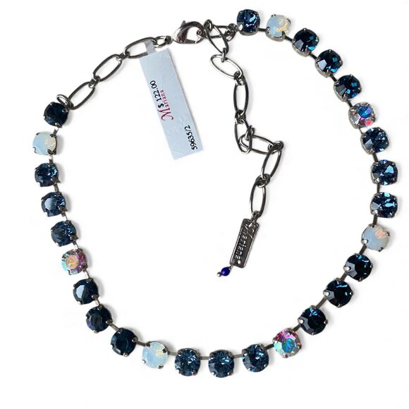 Mariana Navy Blue Swarovski Crystal NWT Rhodium Plated Silver Sparkle Necklace - Picture 2 of 10